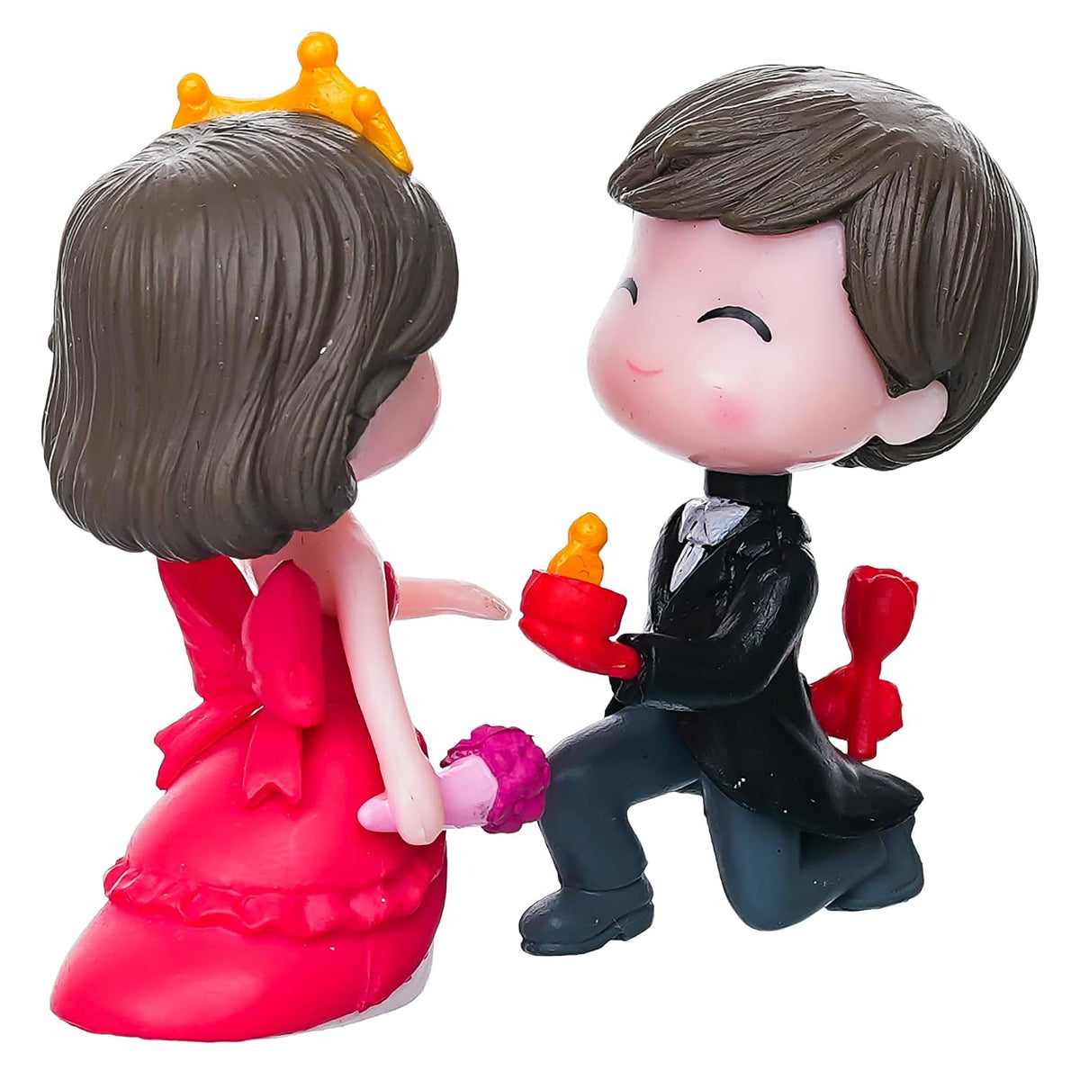 eCraftIndia Cute Couple Statue Boy Proposing Girl Miniature Showpiece Valentine Gift for Girlfriend Boyfriend Husband Wife Her Him | Valentine Decoration Items | Happy Birthday Cake Topper