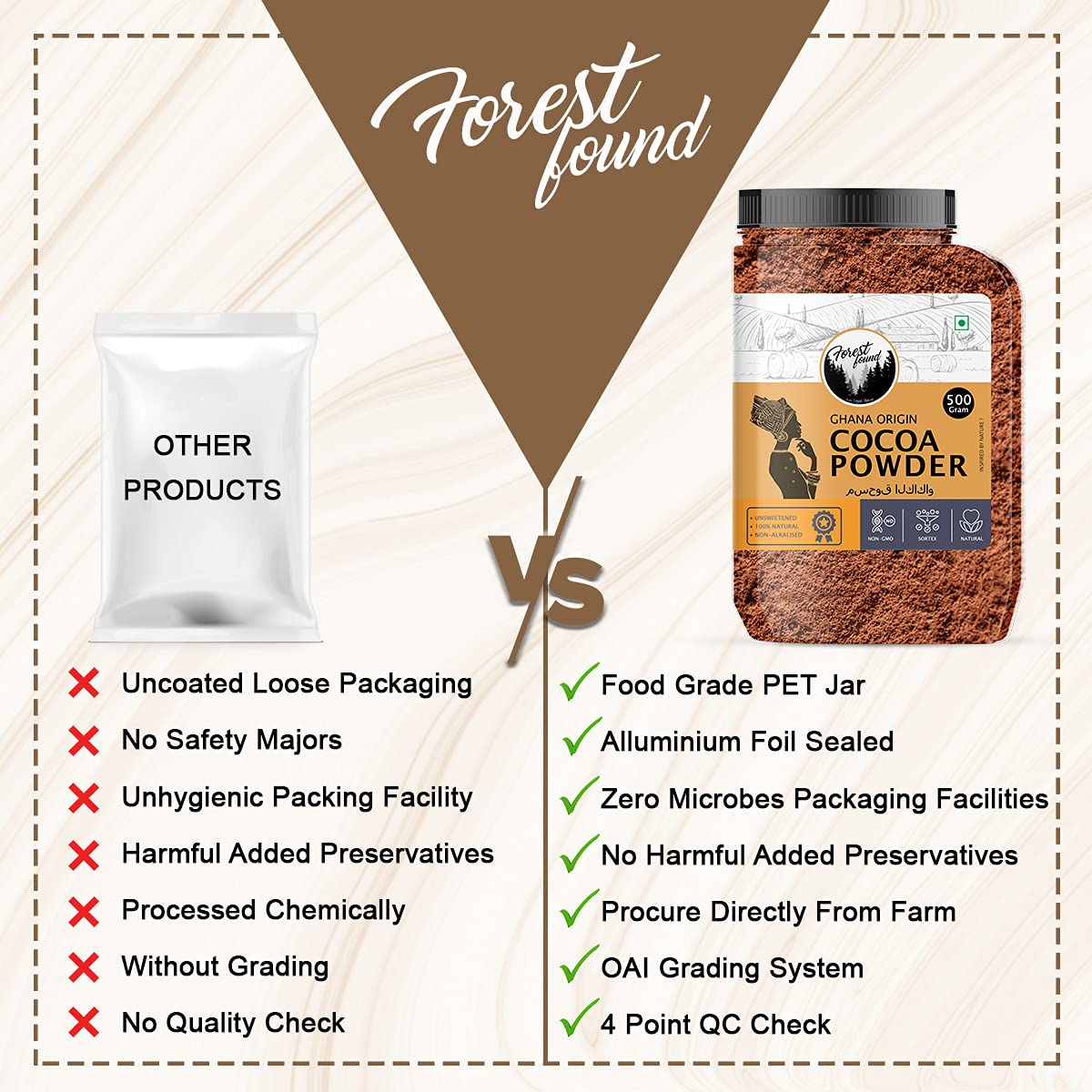Forest Found 100% Pure Dark Cocoa Powder| Unsweetened Natural Dutch Process Cacao for Baking, Chocolate Making, Cakes & Smoothies | Rich Aroma, Keto Friendly & Vegan Cocoa Powder