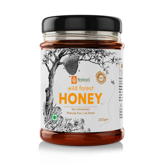Krishna's 100% Pure Wild Forest Honey - No Additives Or Preservatives - 200 g | Made with Classic Ayurvedic method | Highly Nutritious | Rich in Antioxidants