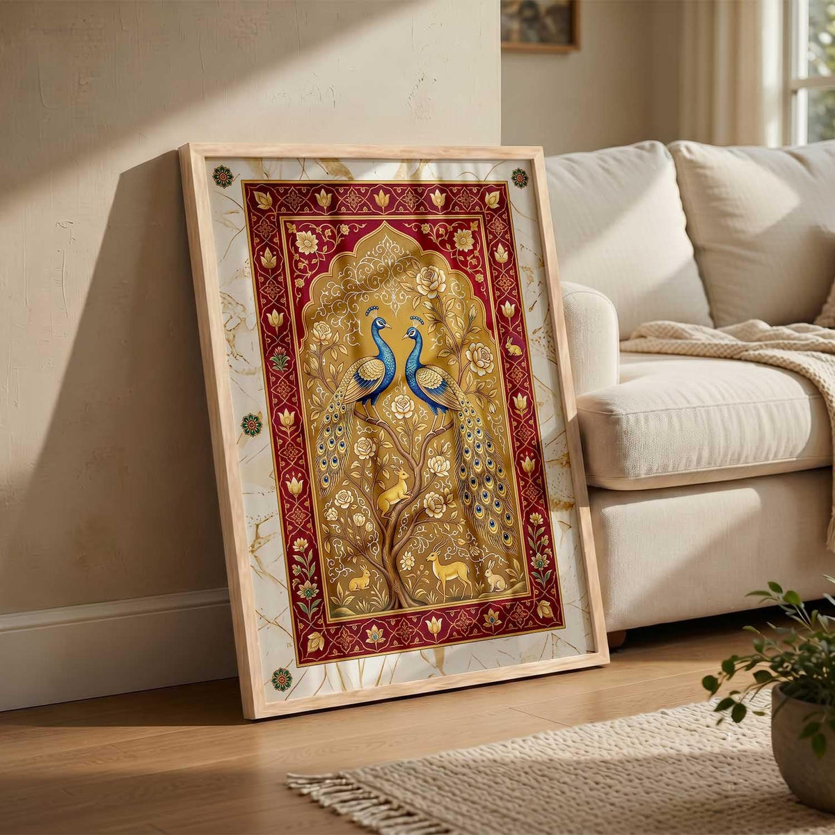 Living Room Bed Room Hotel Wall Decor | Indian Traditional Madhubani Art Wall Painting Home Decoration With Frame | Digital Reprint | Engineered Wood (14X20 inch)