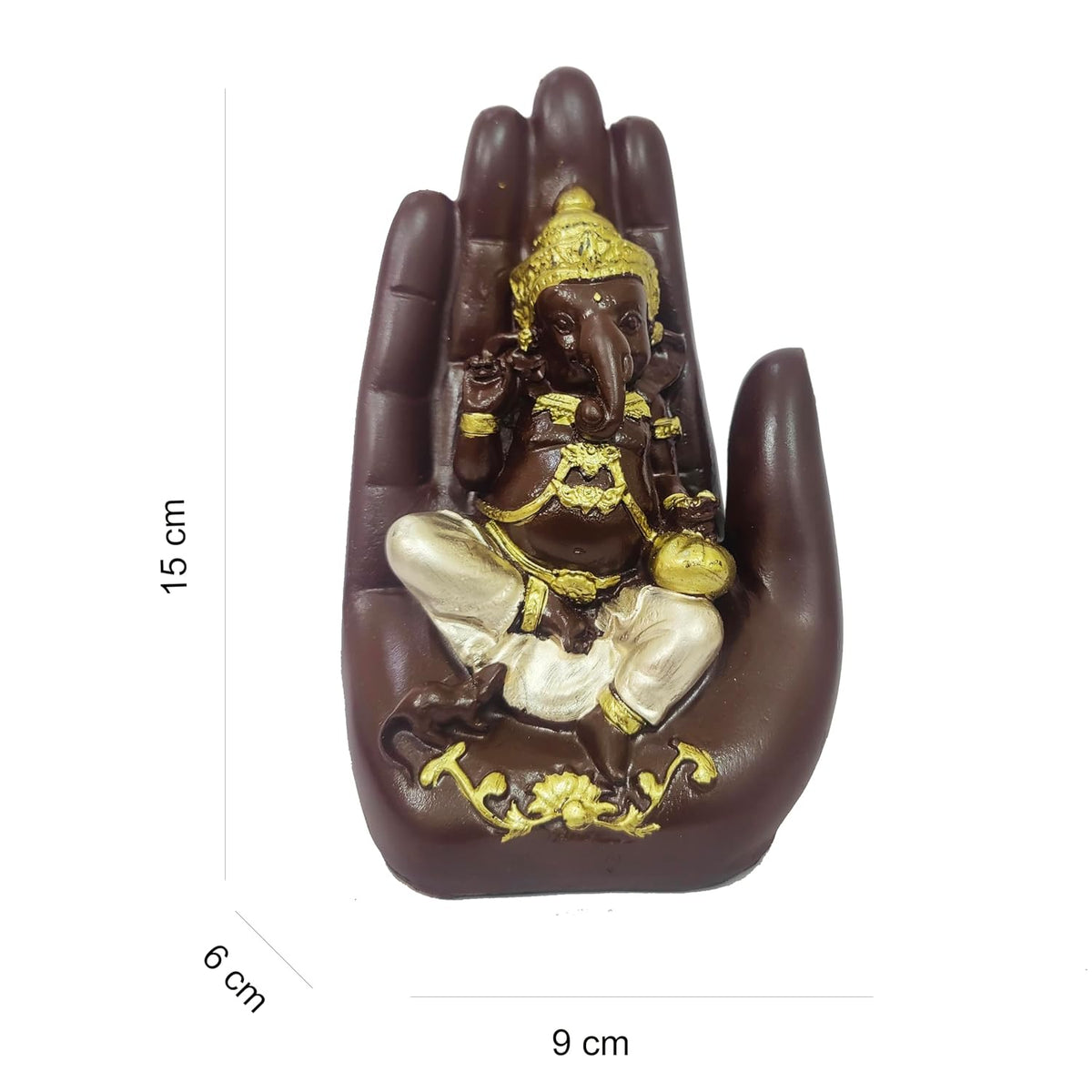 Polyresin Handcrafted Palm Ganesha Polyresin Showpiece Idol for Home Décor
