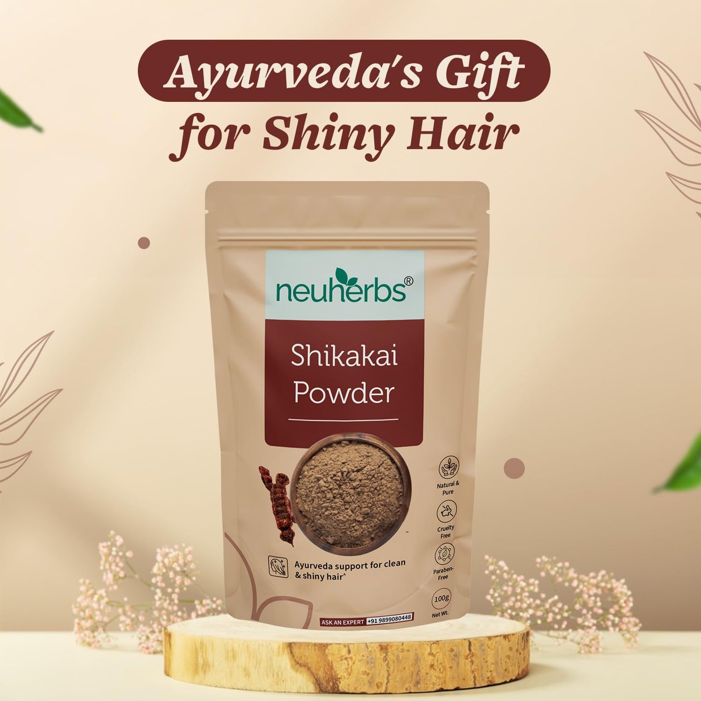 Neuherbs Shikakai Powder for Hair - 100g | Hair Pack for Hair Growth & Scalp Cleansing | 100% Pure & Natural With No Added Preservatives