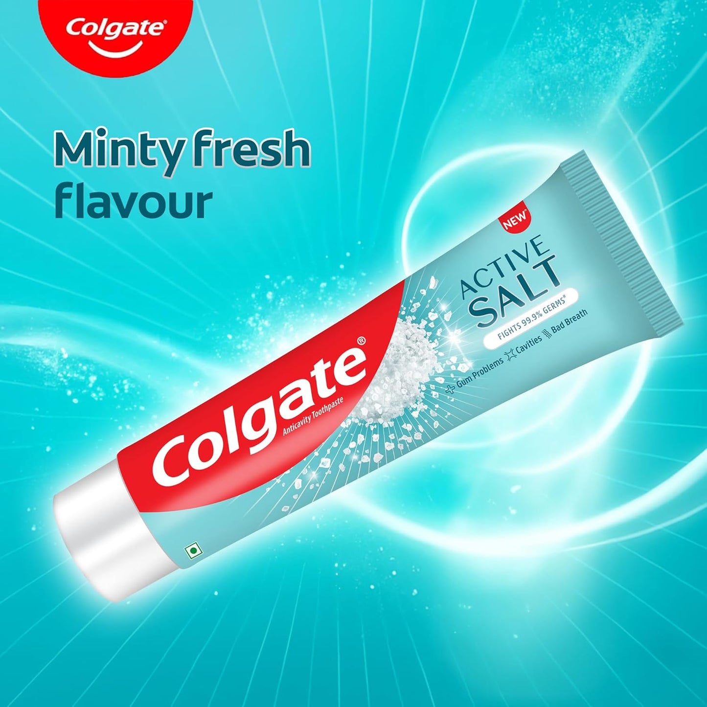 Colgate Active Salt Buy 3 Get 1 Free, 800g (200g x 4, Pack of 4) Toothpaste, Daily Germ Protection, Toothpaste with Salt & Mint, Healthy Gums & Teeth, Fights Germs & Eliminates Bad Breath