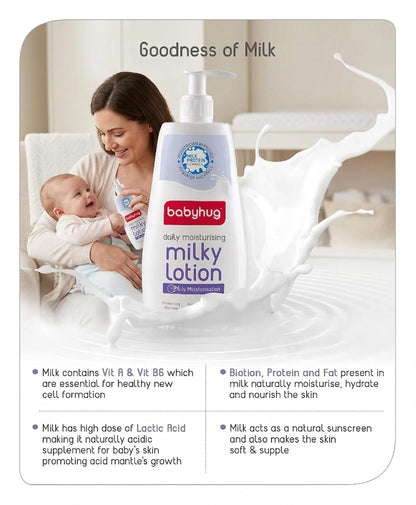 BABYHUG Daily Moisturising Milky Lotion - Enriched With Natural Oil, Aloe Vera Extract 400ML(Pack Of 1)