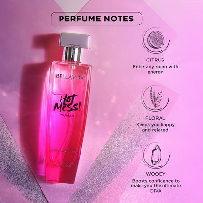 Bella Vita Luxury Hot Mess Woman Eau De Parfum Perfume with Mandarin, Passionfruit, Musk|Premium, Long Lasting Fruity & Musky Fragrance for Women 100ML