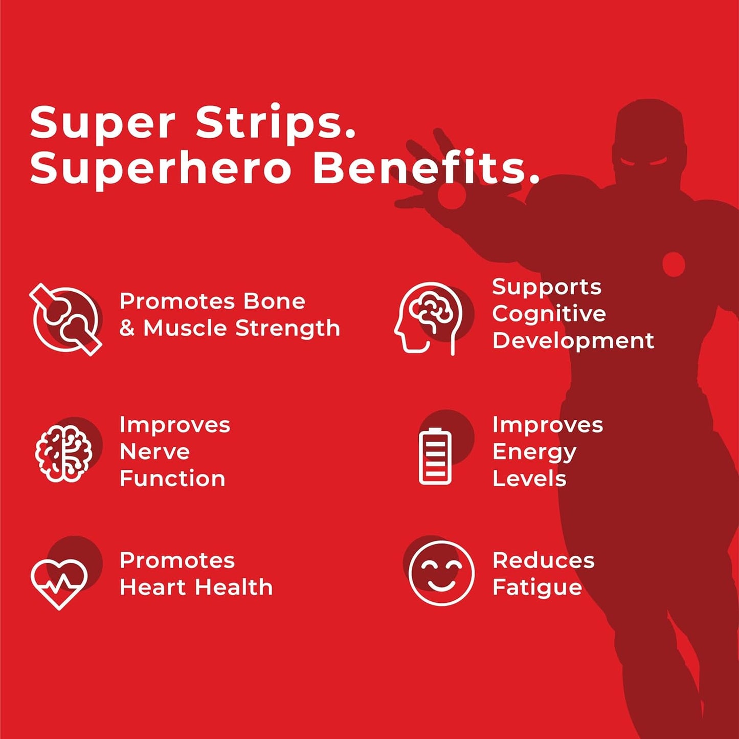 Wellbeing Nutrition Marvel Iron Man Melts | Vitamin B12, D3 & K2 for Kids (6+) | Supports Bone & Muscle Health, Cognitive Development & Energy, Heart Health | Exotic Mango Flavor (30 Oral Strips)