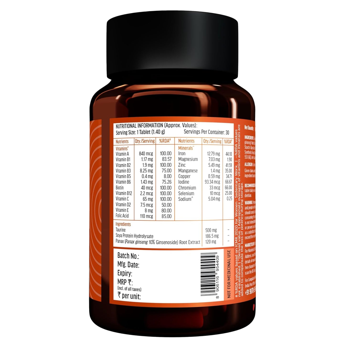 Hk vitals Multivitamin For Men and Women (30 Tablets) | With Zinc, Vitamin C, Vitamin D3, Multiminerals & Ginseng Extract