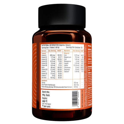 Hk vitals Multivitamin For Men and Women (30 Tablets) | With Zinc, Vitamin C, Vitamin D3, Multiminerals & Ginseng Extract