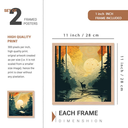 Aesthetic Art Home Decoration Painting | Paintings With Frame For Living Room Bed Room Hotel Wall Decor Digital Reprint Set of 4