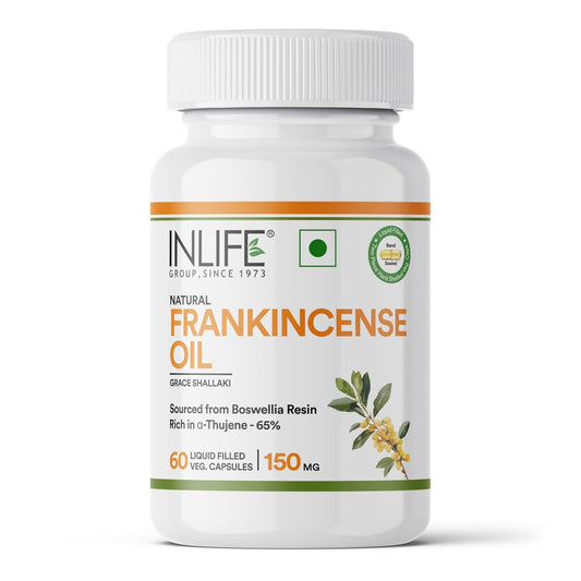 INLIFE Natural Frankincense Oil Capsules | Derived from Boswellia Resin | Supports Joint Health, Flexibility & Mobility | Ayurvedic Supplement | Steam Distilled | 60 Vegetarian Liquid Filled Capsules