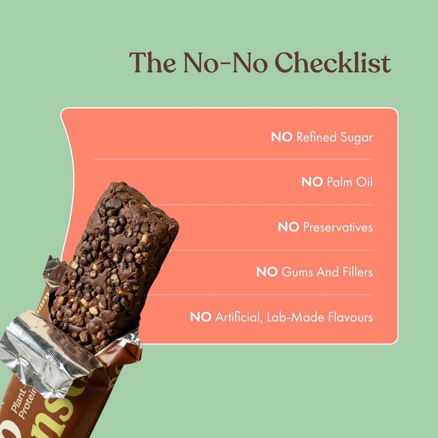 Cosmix No-Nonsense Protein Bar | Mocha Almond | 11g Complete Plant Protein + 6g Fibre | No Added Sugar or Preservatives | Gluten & Lactose-Free, Gut-Friendly | 45g Bar