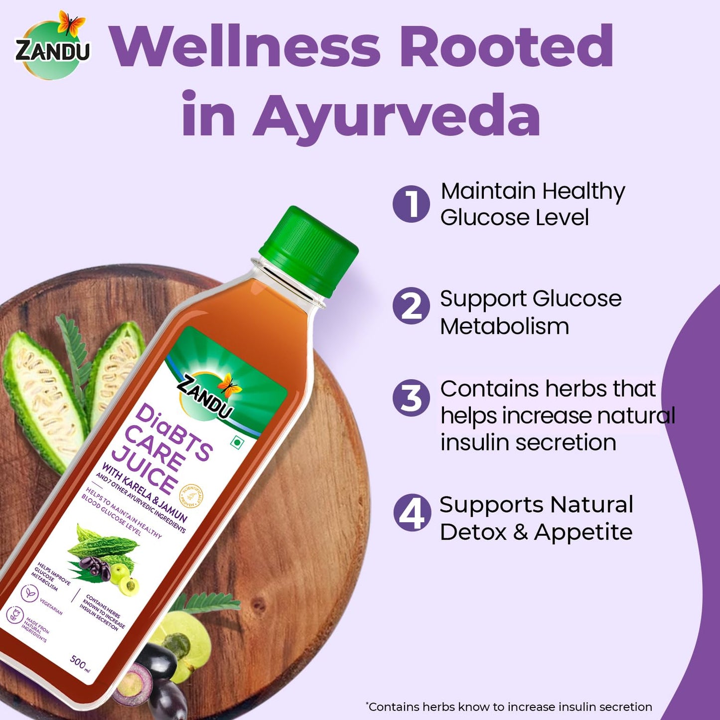 Zandu DiaBTS Care Juice with Karela & Jamun, 500 ml | Blend of 9 Ayurvedic ingredients | Natural & Vegetarian