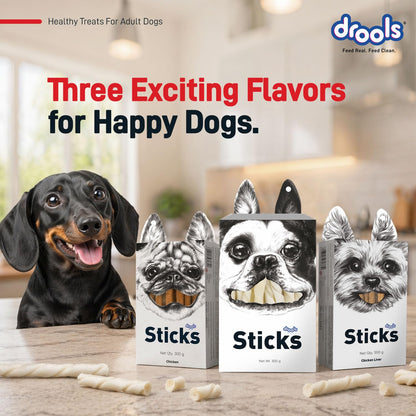 Drools Rawhide Sticks 300g | All Life Stages | Digestive Support | Easy to Chew | Healthy Treats | Training Friendly