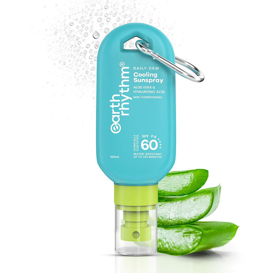 Earth Rhythm Daily Dew Cooling Sunspray SPF 60 PA++++ with Hyaluronic Acid & Aloe Vera, In Vivo Tested Sunscreen