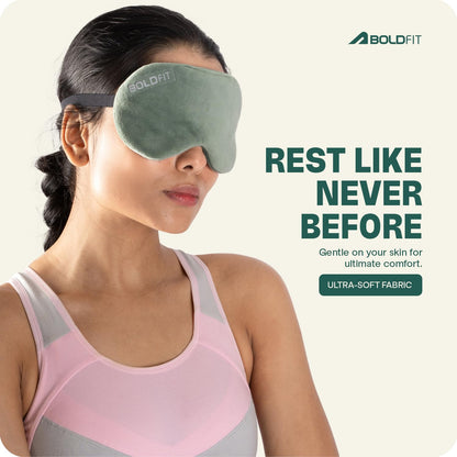 Boldfit Eye Mask for Sleeping with Adjustable Strap Super Soft Sleeping Mask Blind Fold for Comfortable Sleep Travelling Sleep Mask Pad for Girls Sleeping Eye Mask Blind Folds for Sleeping -Aqua Green