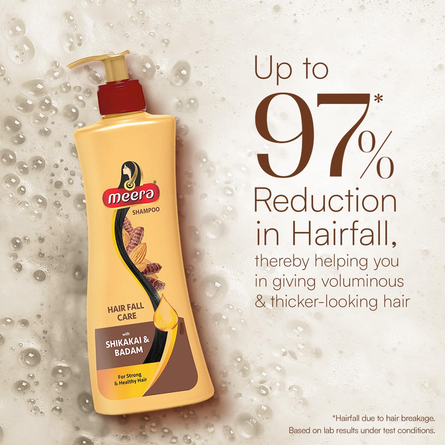 Meera Shampoo Hairfall Care, With Goodness Of Badam and Shikakai, For Men And Women, 340ml, Yellow (MSAM0340HFC02R)