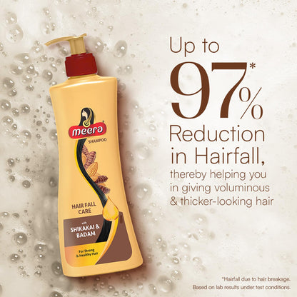 Meera Shampoo Hairfall Care, With Goodness Of Badam and Shikakai, For Men And Women, 340ml, Yellow (MSAM0340HFC02R)