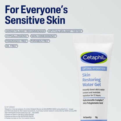 Cetaphil Optimal Hydration Restoring Water Gel 10g for Sensitive Skin