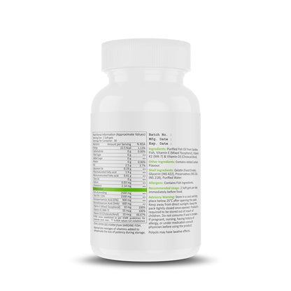 Muscle Nectar (MN) Omega 3 Fish Oil Triple Strength 2500mg for Men & Women - Molecularly Distilled (1500mg EPA/DHA) (60 Soft gels)
