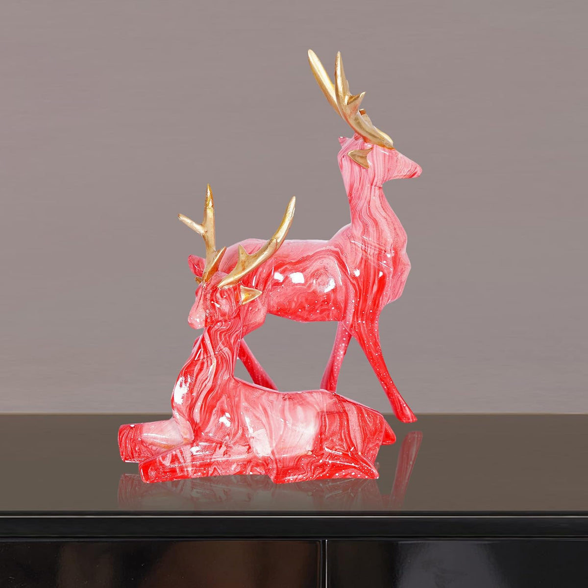 Deer Showpiece for Home Decor & Office Decor (Set of 2) 38% Off (Baby Pink) ,Resin