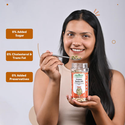 Neuherbs 3-in-1 Raw & Unroasted Protein Seeds Mix 200gm | Diet Snacks | Super Seeds Mix For Eating | Healthy Food For Weight Management