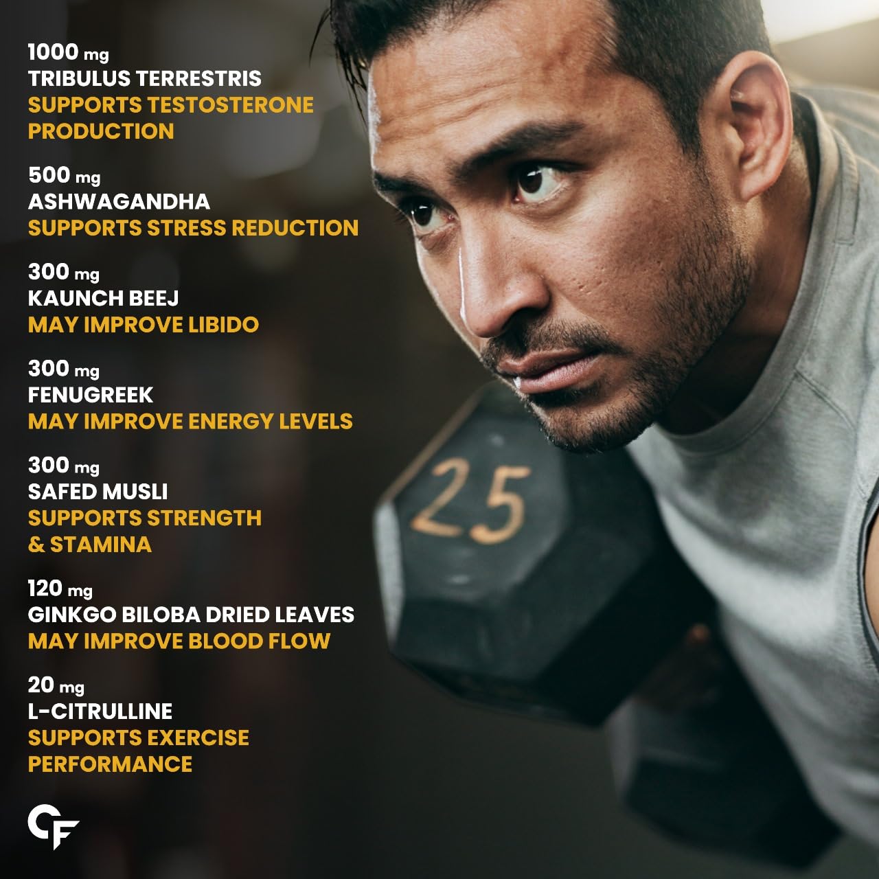 Carbamide Forte Testosterone Booster Supplement | Testosterone Supplement For Men To Support Energy, Stamina & Strength | 60 Tablets