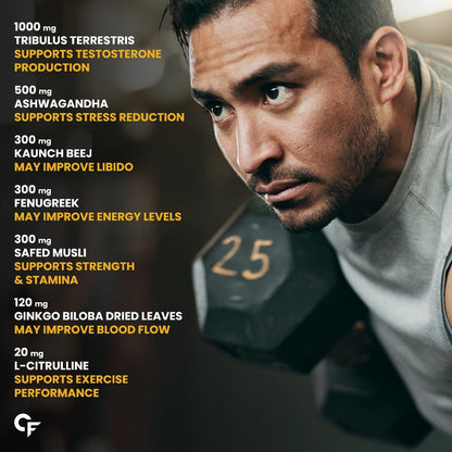 Carbamide Forte Testosterone Booster Supplement | Testosterone Supplement For Men To Support Energy, Stamina & Strength | 60 Tablets