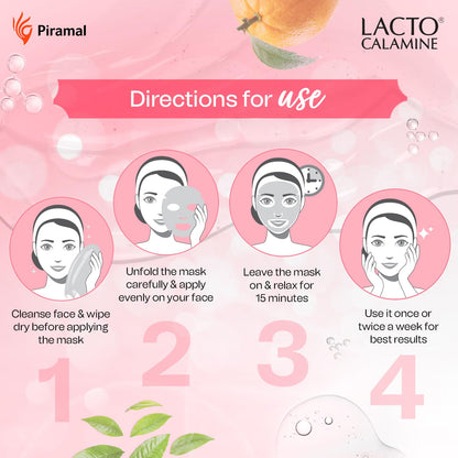Lacto Calamine Vitamin C Face Sheet Mask |Instant Hydration |Glycolic Acid & D-Panthenol|30 g