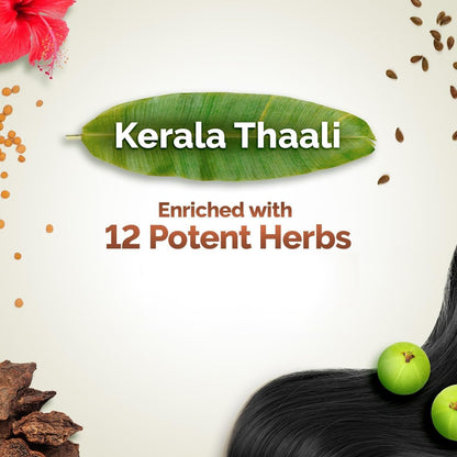Mamaearth Kerala Thaali Shampoo with Hibiscus, Shikakai, Amla, Flax Seeds for Thick & Long Hair - 250 ml| Ready To Use Thali | Gently Cleanses | Adds Shine | 12 Potent Herbs | 100% Natural Herbs