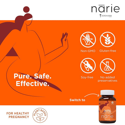ZEROHARM Narie Fertility Formula Tablets | Natural Conception | Healthy Pregnancy | Prevents Pregnancy Complications | Shatavari, Jivanti, Shivalingi, Chaste Berry & Black Cohosh | 60 Veg Tablets