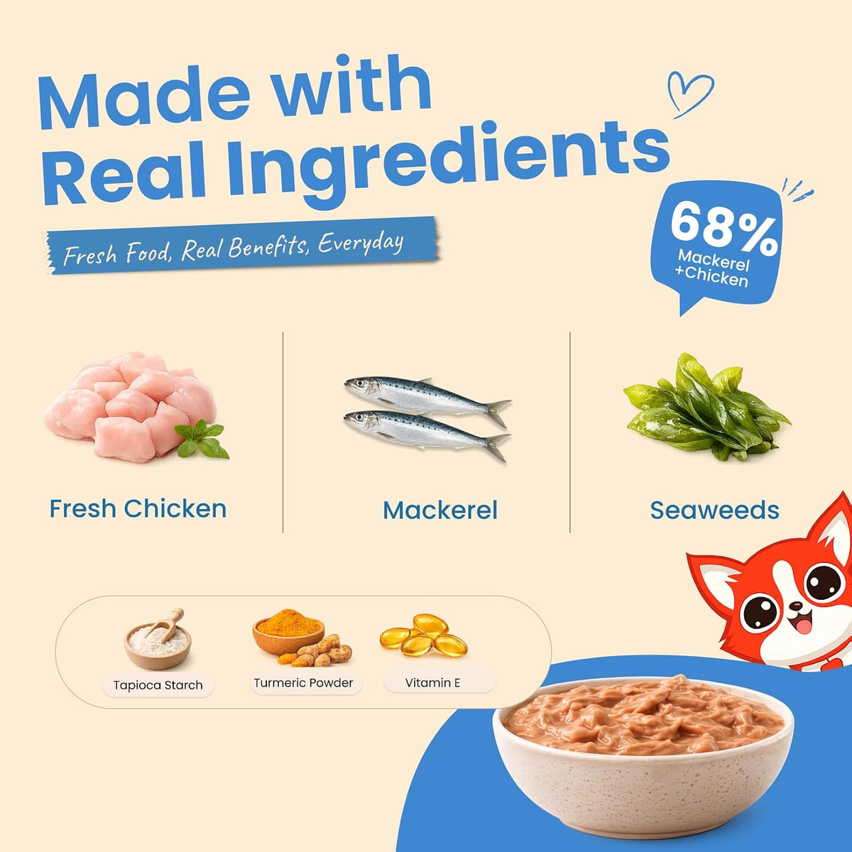 Nootie Nibblr Purr Gravy Mackerel - Taurine-Enriched, High-Protein Meal Topper for Cat (170g)