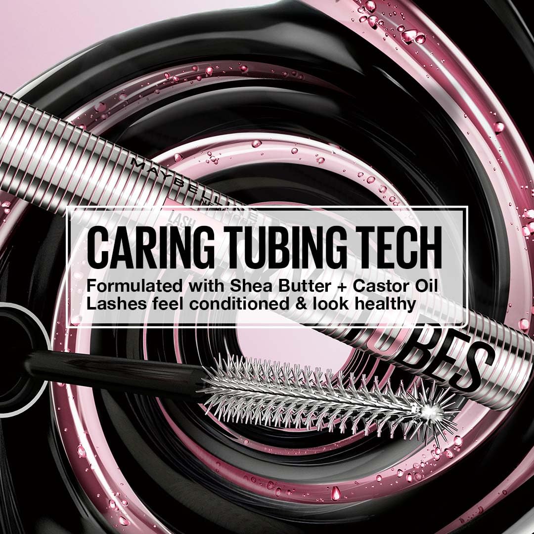 Maybelline Lash Sensational Sky Tubes Tubing Mascara, Very Black | Extension-Like Length, Conditioning with Shea Butter + Castor Oil, 7ml