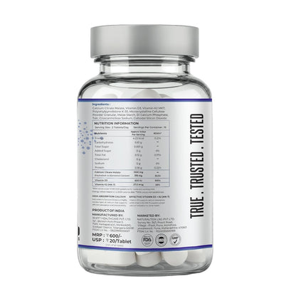 Supplement bottle with a white label on a white background