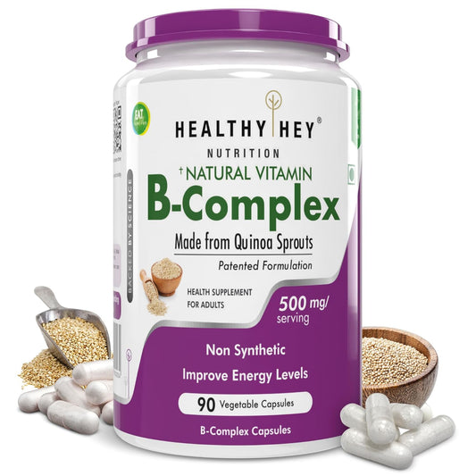 Healthy Hey Nutrition B-Complex supplement bottle with white background