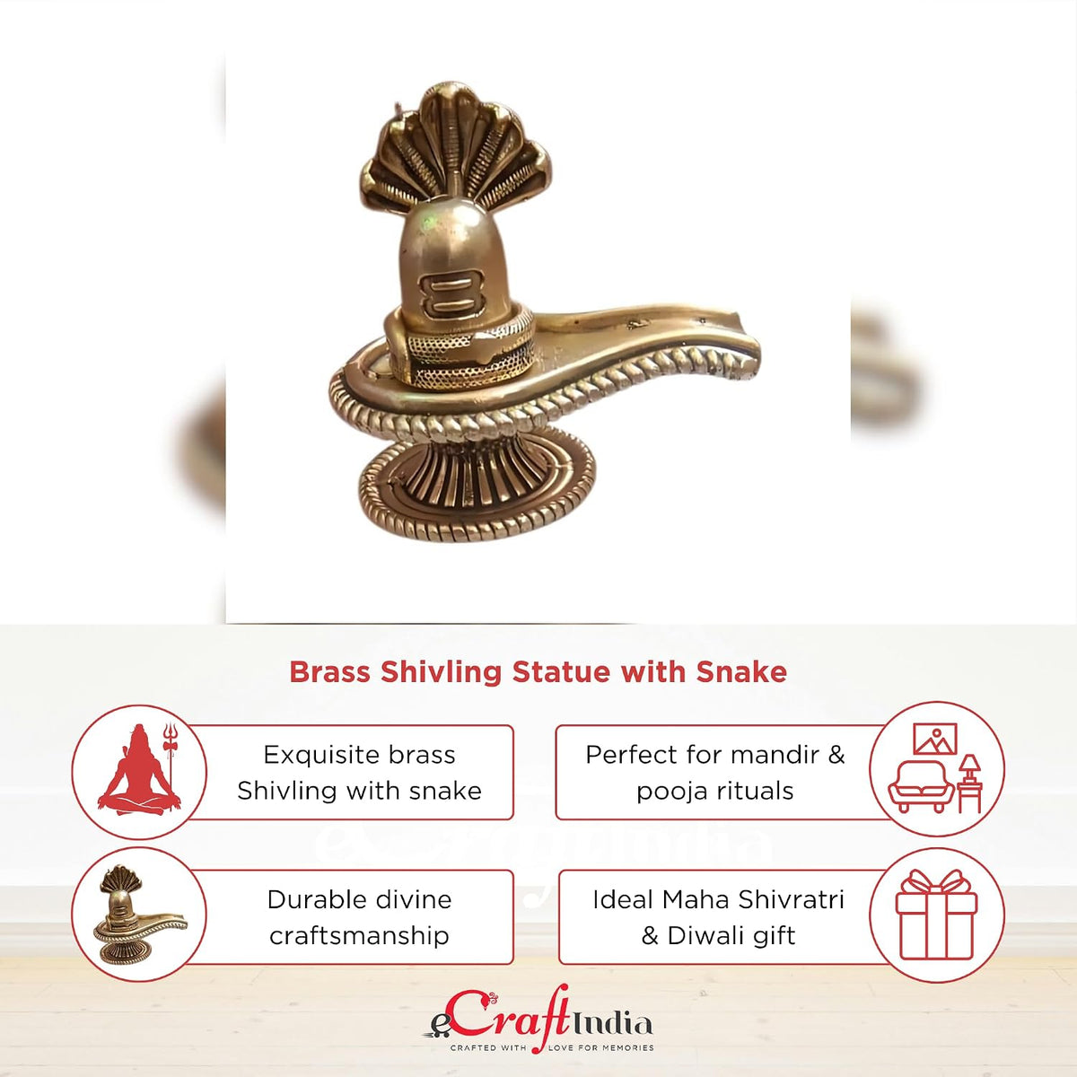 Brass Shivling Statue with Snake |