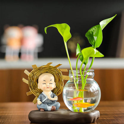 Nostrae Buddha with Money Plant Planter Show Pieces for Home Decor | Cute Showpieces Gift Item for Decoration | Center Table Tv Showcase Shelf Office Interior Statue Figurines