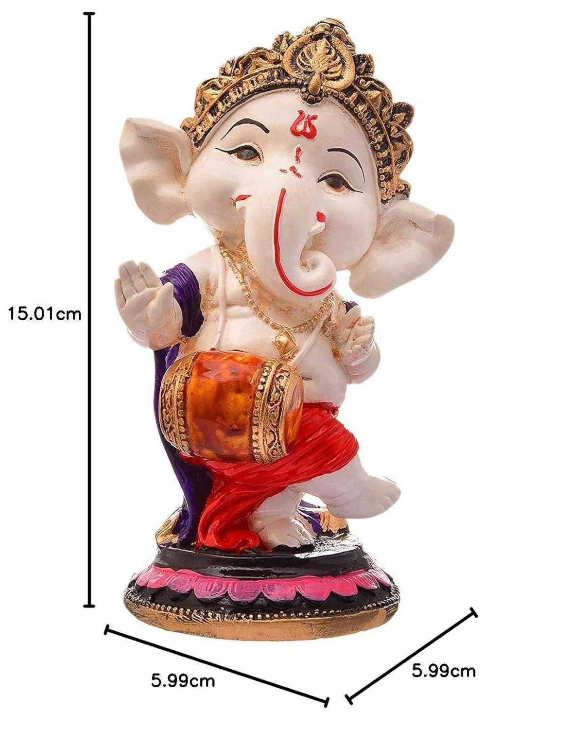 Handcrafted Resin Dhol Ganesh Idol Showpiece for Home Decor Office Table Temple Spiritual Gift Figurine Decorative Statue