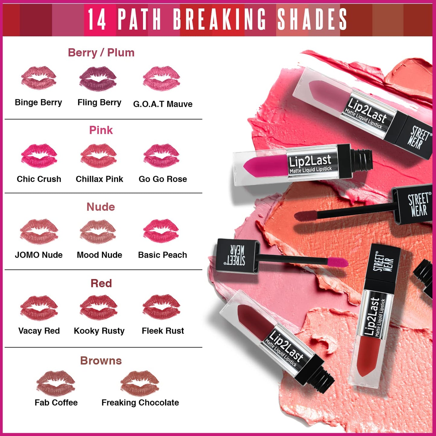 STREET WEAR Lip2Last Matte Liquid Lipstick -G.O.A.T Mauve (Mauve) - 5 ml - Transferproof, Smudgeproof, Mask Friendly, Non-Drying Formula, Enriched With Vitamin E - Lasts AM To PM!