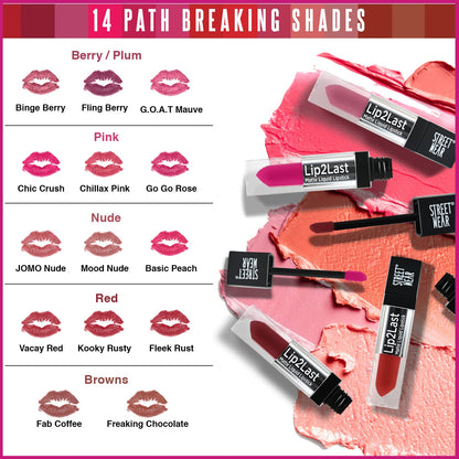 STREET WEAR Lip2Last Matte Liquid Lipstick -G.O.A.T Mauve (Mauve) - 5 ml - Transferproof, Smudgeproof, Mask Friendly, Non-Drying Formula, Enriched With Vitamin E - Lasts AM To PM!