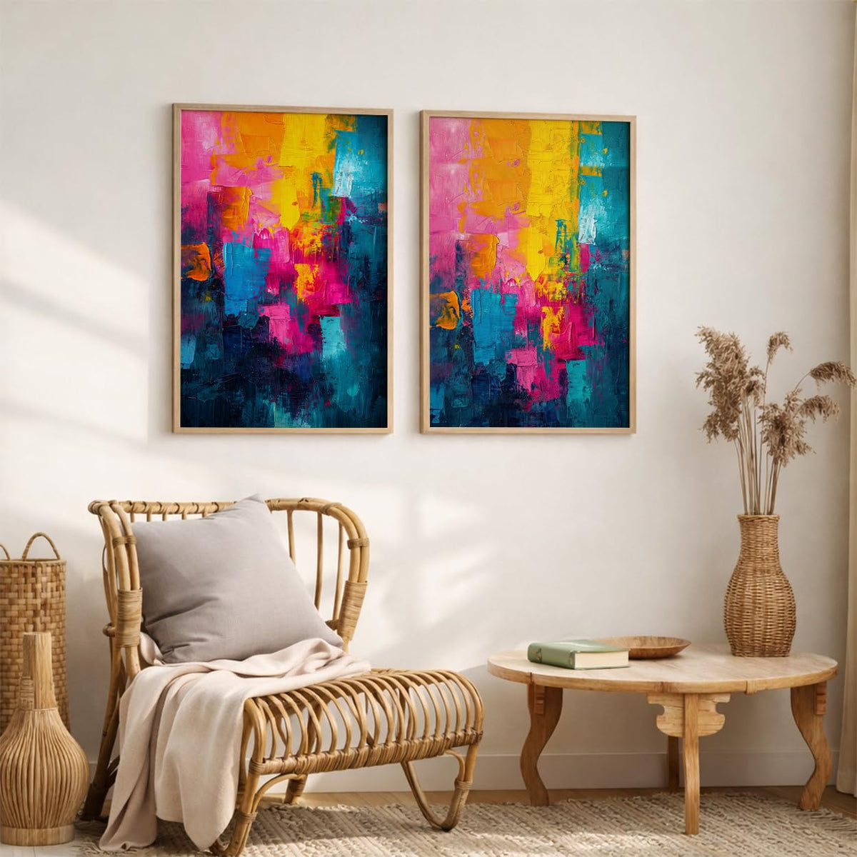 Modern Art Wall Painting Set of 2 for Living Room | Premium HD Printed Wall Frames for Bedroom, Office & Home Decor | Minimalist Contemporary Wall Art (Ready to Hang) (M.10, 13x19 inches)