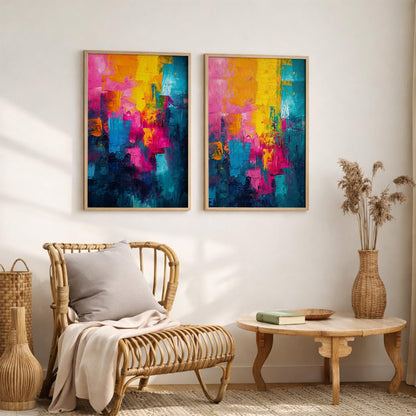 Modern Art Wall Painting Set of 2 for Living Room | Premium HD Printed Wall Frames for Bedroom, Office & Home Decor | Minimalist Contemporary Wall Art (Ready to Hang) (M.10, 13x19 inches)