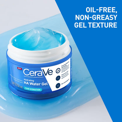 CeraVe HA Water Gel with Hyaluronic Acid, Ceramides & Niacinamide for Plumpy hydration|Oil-free gel moisturizer| 3 sec fast absorption| Dermat recommended for Women & Men| 50 ml