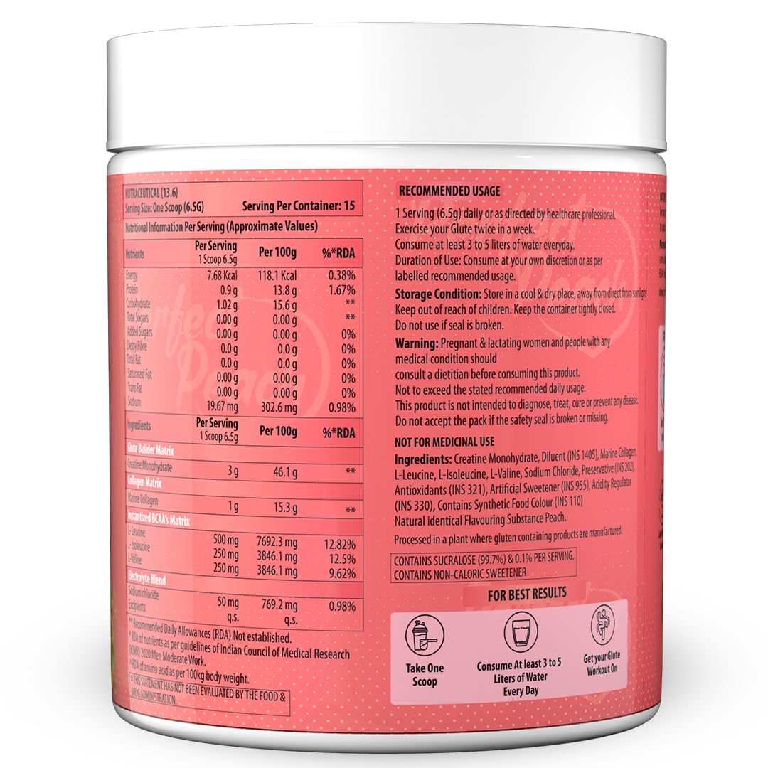 Supplement container with nutritional information on a white background