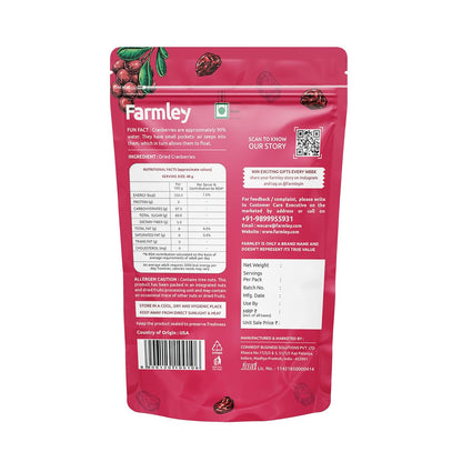 Farmley Dried Cranberry I 250 Gram, Pack Of 1 I Dried Fruit, Berries, High Nutrient And Antioxidant No Added Preservatives