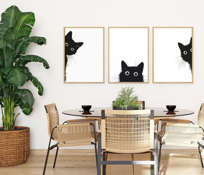 Big Modern Framed Posters Wall Decor Paintings For Living Room, Bedroom/Big Paintings For Wall Decoration, Frames For Wall Decor Set of 3 (13x19 Inches) (Cat)