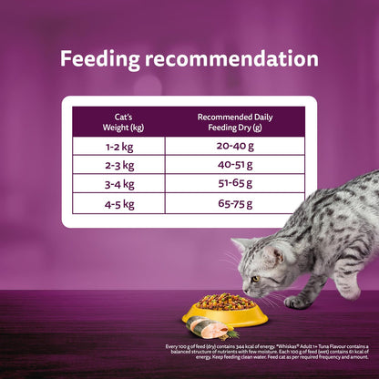 Whiskas Adult (1+ Years) Dry Cat Food, Rohu Fish Flavour, 1.2 kg, Powered with 40 Essential Nutrients, Complete & Balanced Nutrition for Adult Cats