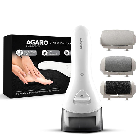 AGARO CR3001 Callus Remover with 3 Interchangeable Head Rollers, Rechargeable for Foot Care, Callus & Dead Skin Removal