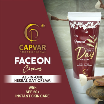 Faceon All In One Herbal Day Cream 50gm With SPF 20+ Instant Skin Care | Paraben and Sulphate Free | Normal, Oily, Dry and Combination Skin l