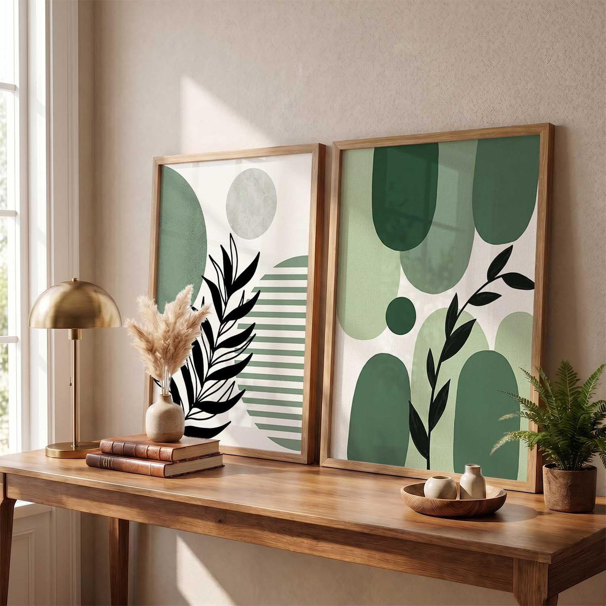 Aesthetic Floral Art Home Decoration | Boho Floral Paintings With Frame For Living Room Bed Room Hotel Wall Decor Digital Reprint Set of 2 (13X17 inch)