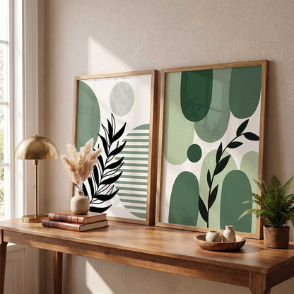Aesthetic Floral Art Home Decoration | Boho Floral Paintings With Frame For Living Room Bed Room Hotel Wall Decor Digital Reprint Set of 2 (13X17 inch)